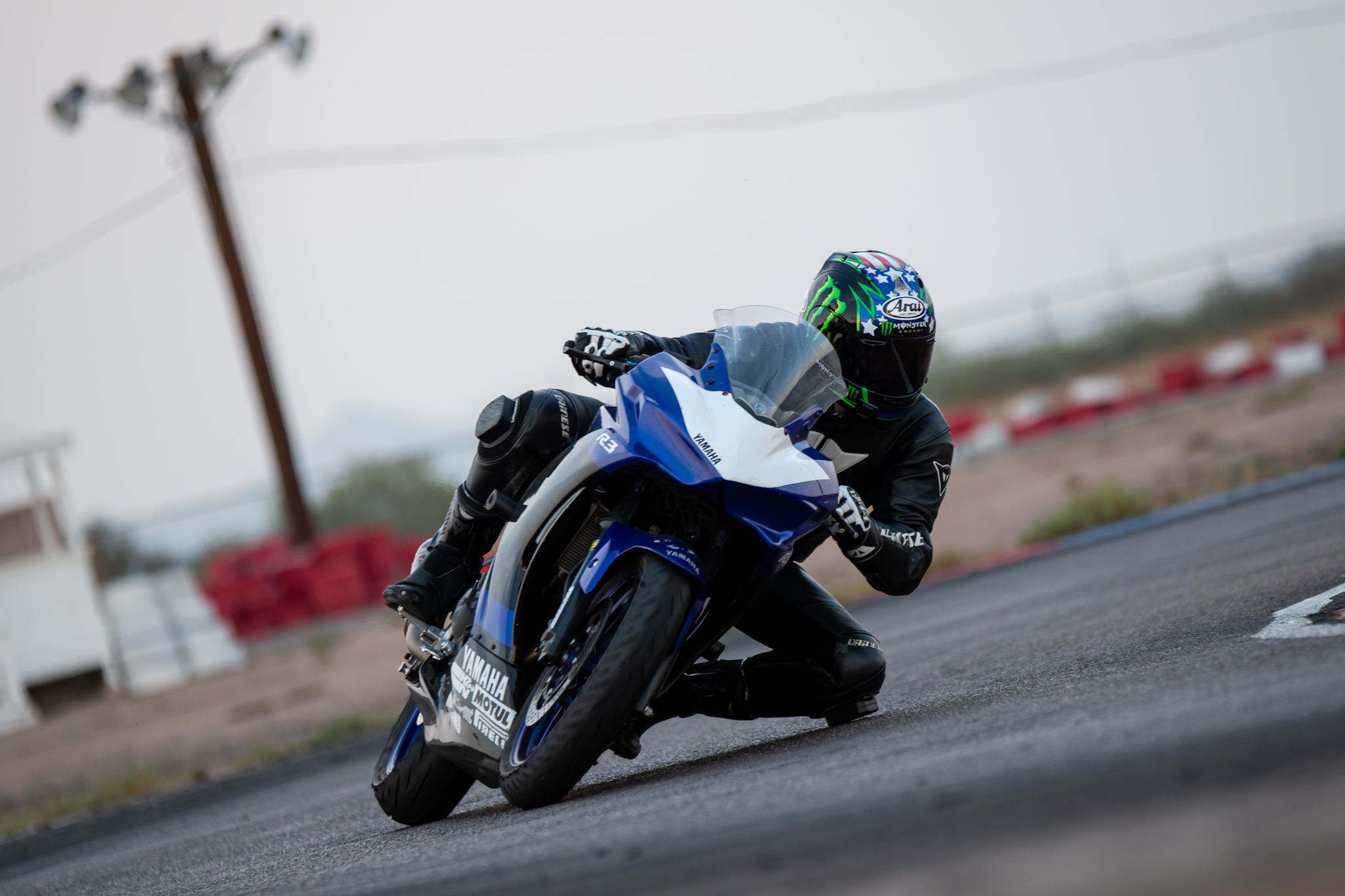 Coach Lawson riding his Yamaha R3 at Tortilla Flats.